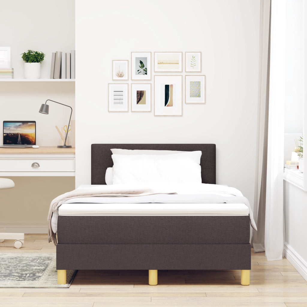 Letto Box Spring con Materasso Marrone Scuro 120x200 cm Tessuto