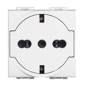 Presa schuko Bticino LivingLight FLAT con protezione bianca 10/16A N4140/16F