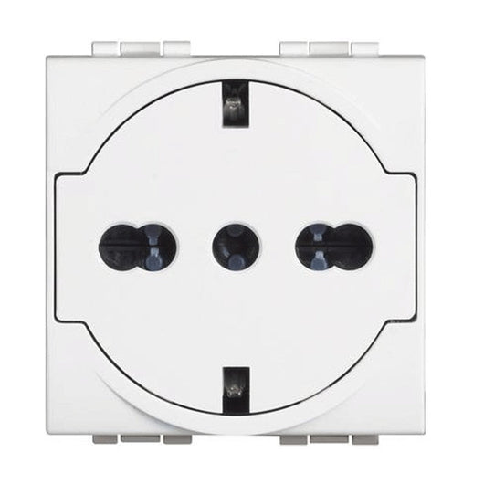 Presa schuko Bticino LivingLight FLAT con protezione bianca 10/16A N4140/16F