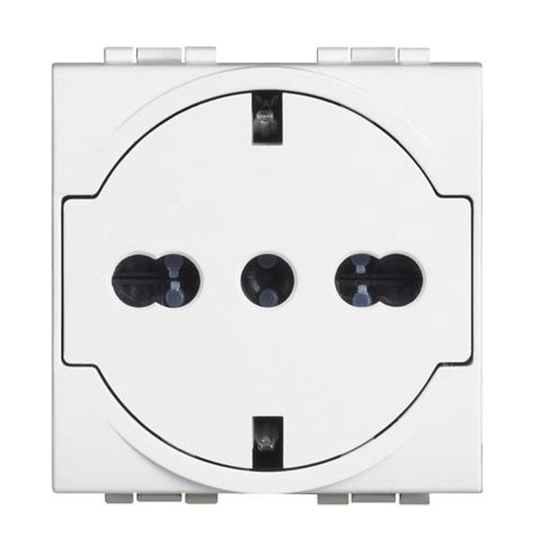 Presa schuko Bticino LivingLight FLAT con protezione bianca 10/16A N4140/16F