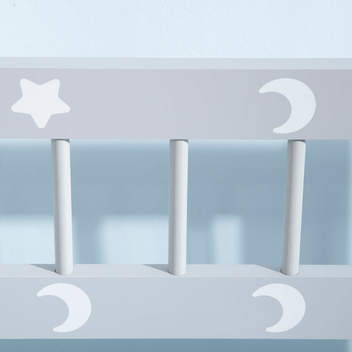 Cassapanca Portagiochi 60x30x50 cm con Leva a Gas in MDF e Legno di Pino Bianco e Grigio