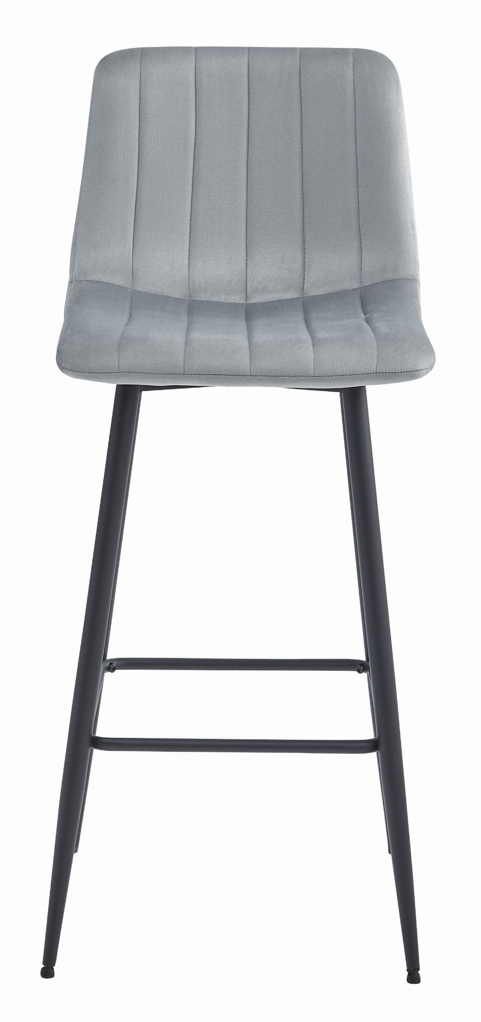 Sgabello da bar VALORA POZZA - Velluto grigio argento con gambe nere x 3