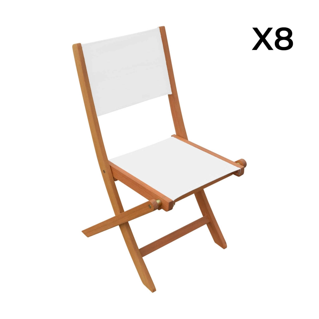 Set tavolo da giardino estensibile in legno di eucalipto con 8 sedie,