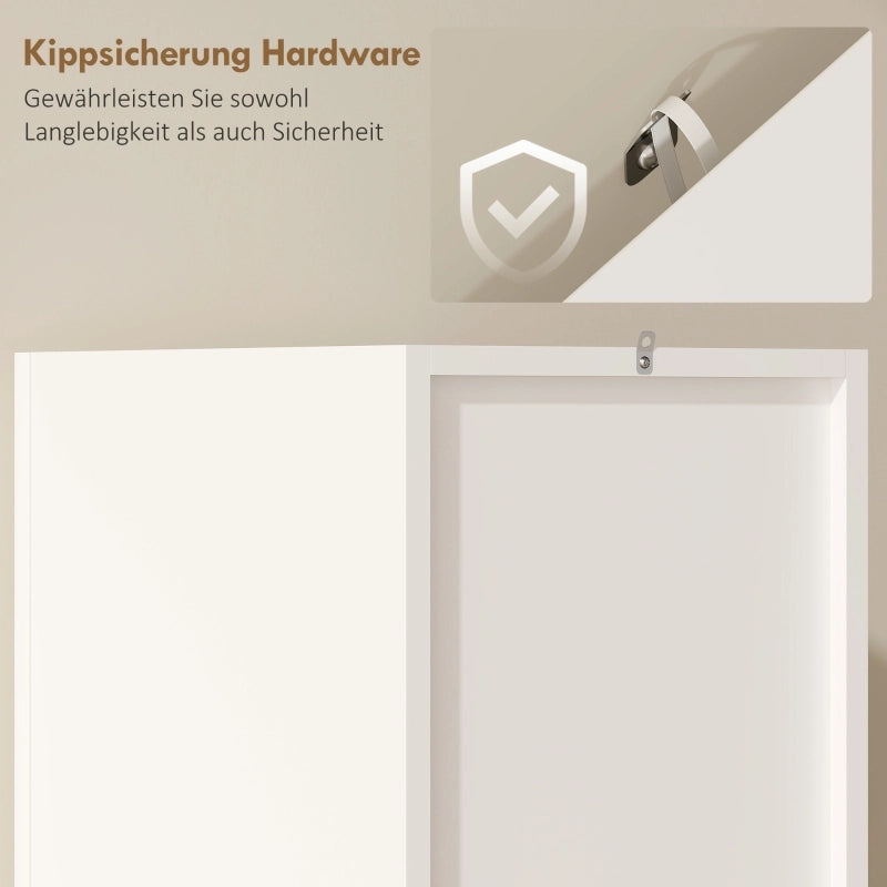 Colonna bagno salvaspazio con 2 ante e 2 vani aperti, ripiani regolabili, bianco, 30x34,6x180,5 cm