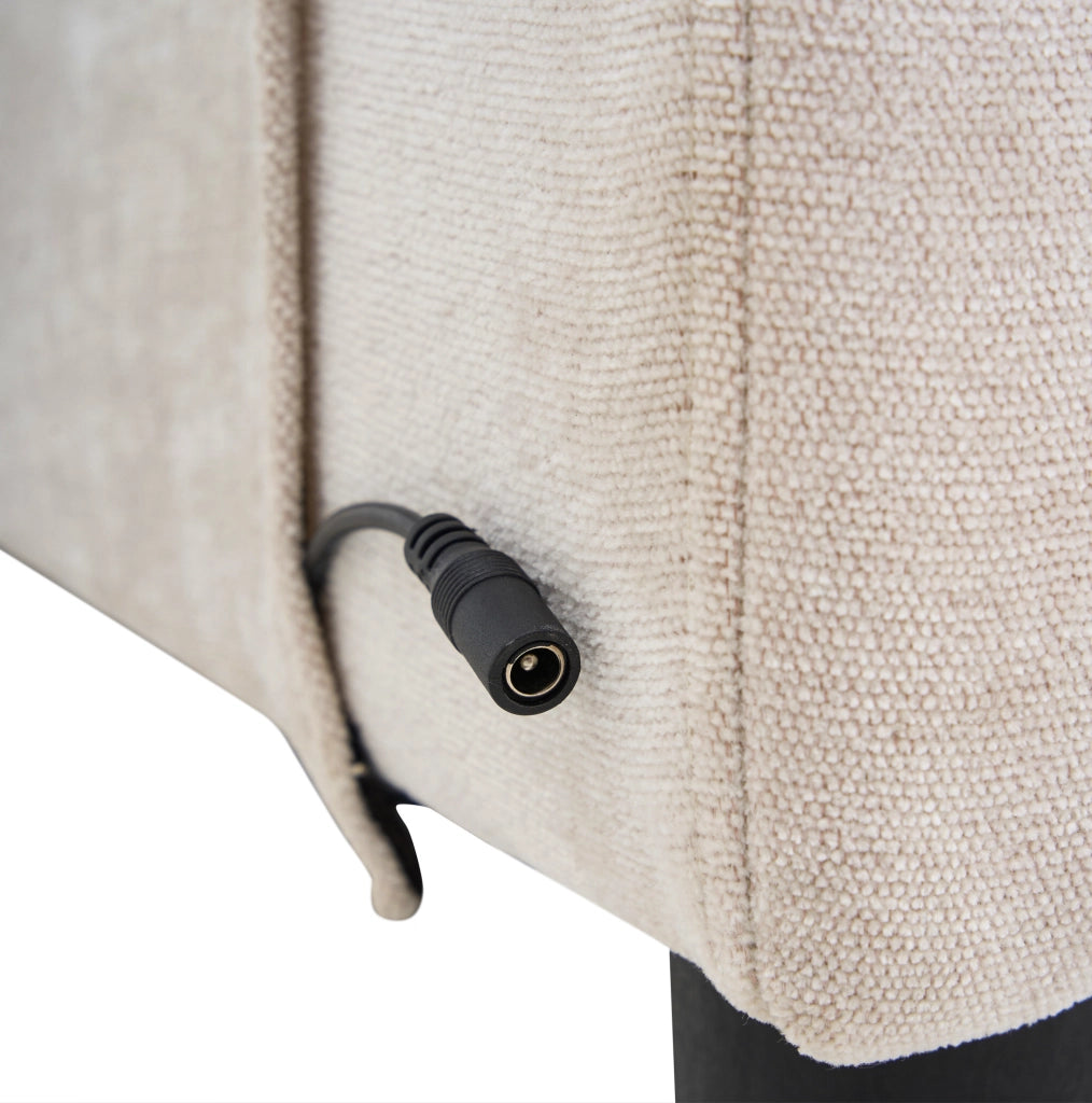 Divano angolare ULEVR 202x137x80 cm beige con pouf, USB, Type-C e porta bevande
