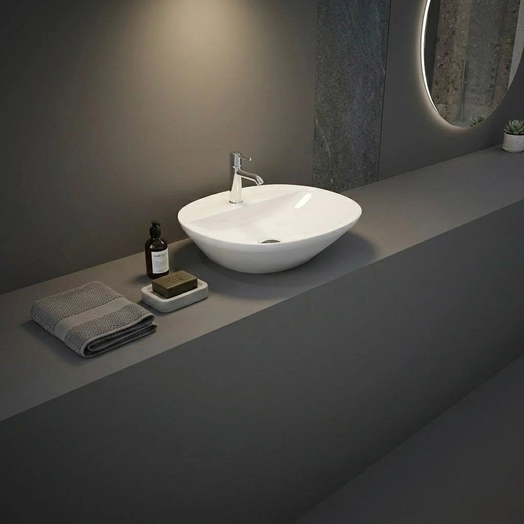 Lavabo appoggio foro rubinetto ovale Rak Ceramics Bianco