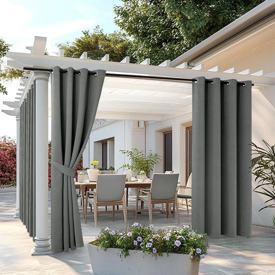Gordini esterni 2 pezzi resistenti alle intemperie con anelli di fissaggio opachi, zonatura acqua resistente per giardino terrazza padiglione veranda balcone 132 x 245 cm (l x a)