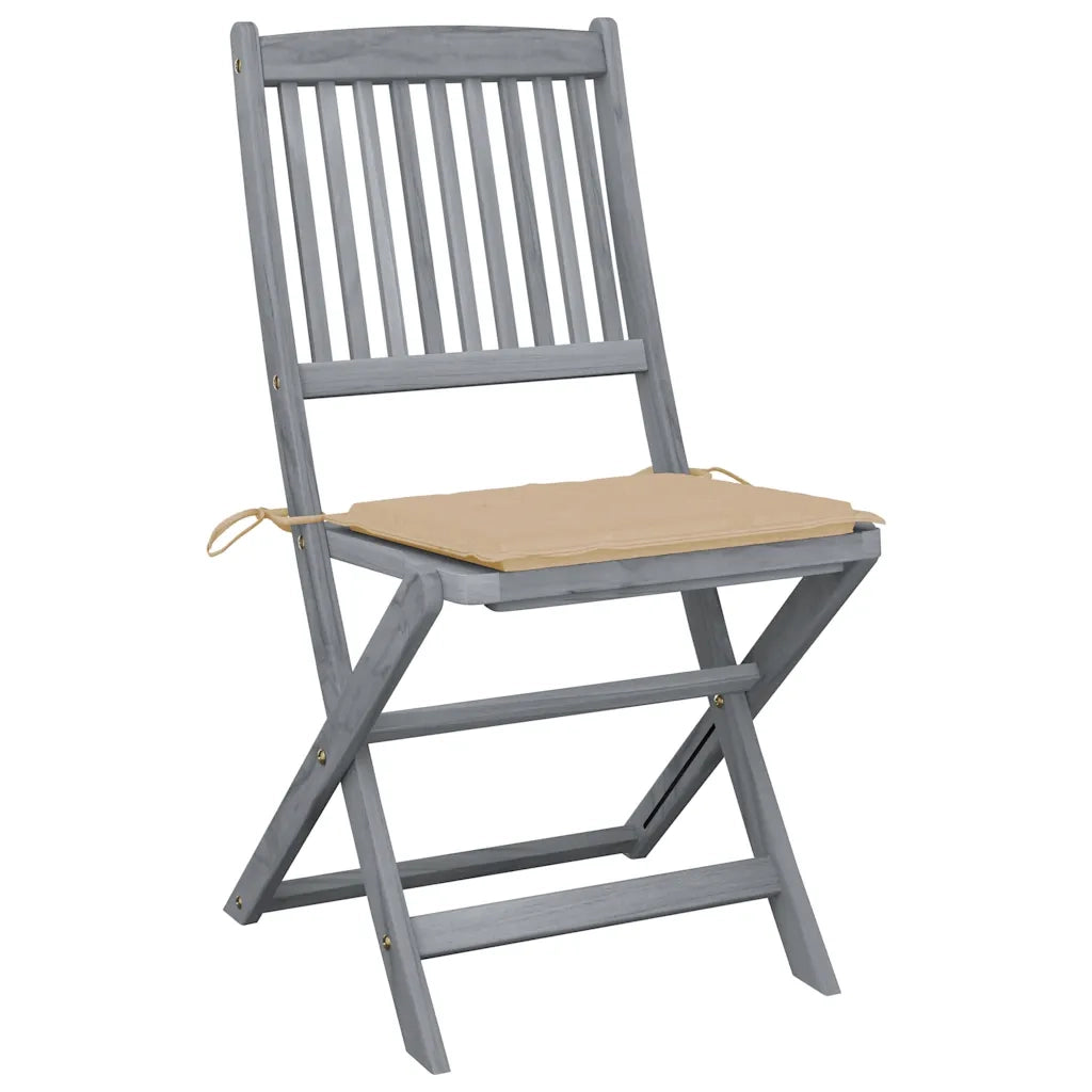 Sedie da Giardino Pieghevoli 2pz con Cuscini in Massello Acacia 3064539