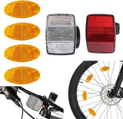 Kit di Reflectori per Bicicletta da 6 pezzi - Reflectori Anteriore/Posteriore/Manubrio - Facile da Montare - Materiale in Plastica Resistente - Massima Visibilità - Adatto a Tutti i Tipi di Biciclette - Reflectori di Sicurezza