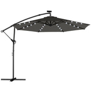 Parasole a sbalzo LED Solare; circa ?300 cm; parasole rotabile con copertura protettiva per piedi Grigio Scuro