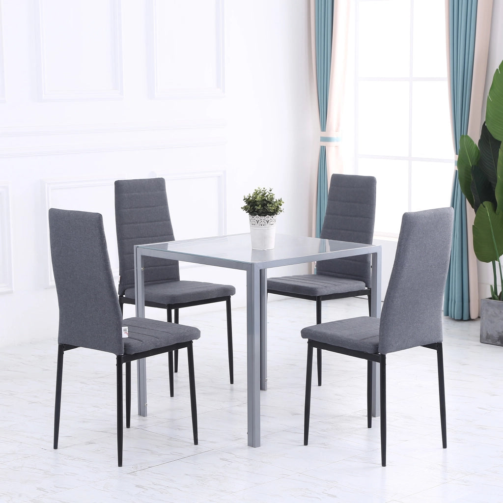 Tavolo da pranzo quadrato ¨C zephmum ¨C vetro temperato grigio 90x90x75