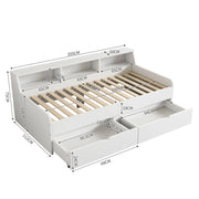 Letto divano con cassetti - Xylo - 90x200 cm - Bianco - Con spazio di archiviazione