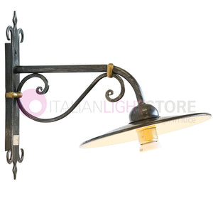 PIATTO Applique Rustico per Esterno Ferro Battuto con Piatto d.27