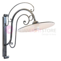 PIATTO Applique Rustico per Esterno Braccio Curvo Ferro Battuto