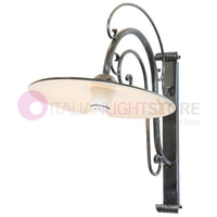 PIATTO Applique Rustico per Esterno Braccio Curvo Ferro Battuto