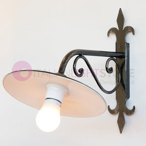 PIATTO Applique Rustico per Esterno Braccio in Ferro Battuto