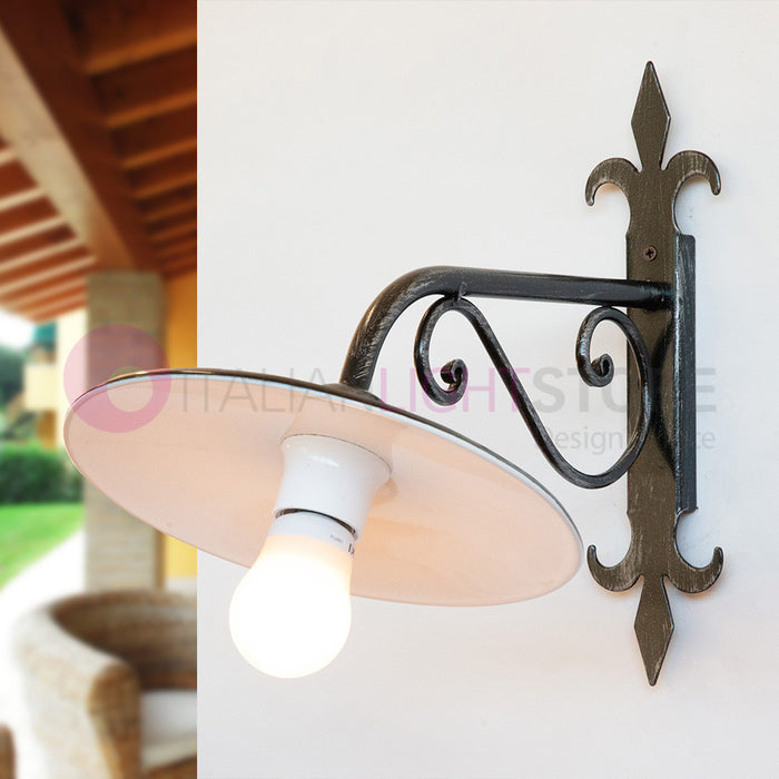 PIATTO Applique Rustico per Esterno Braccio in Ferro Battuto