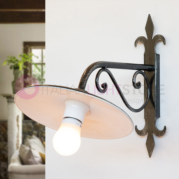 PIATTO Applique Rustico per Esterno Braccio in Ferro Battuto