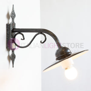 PIATTO Applique Rustico per Esterno Braccio Piccolo in Ferro Battuto