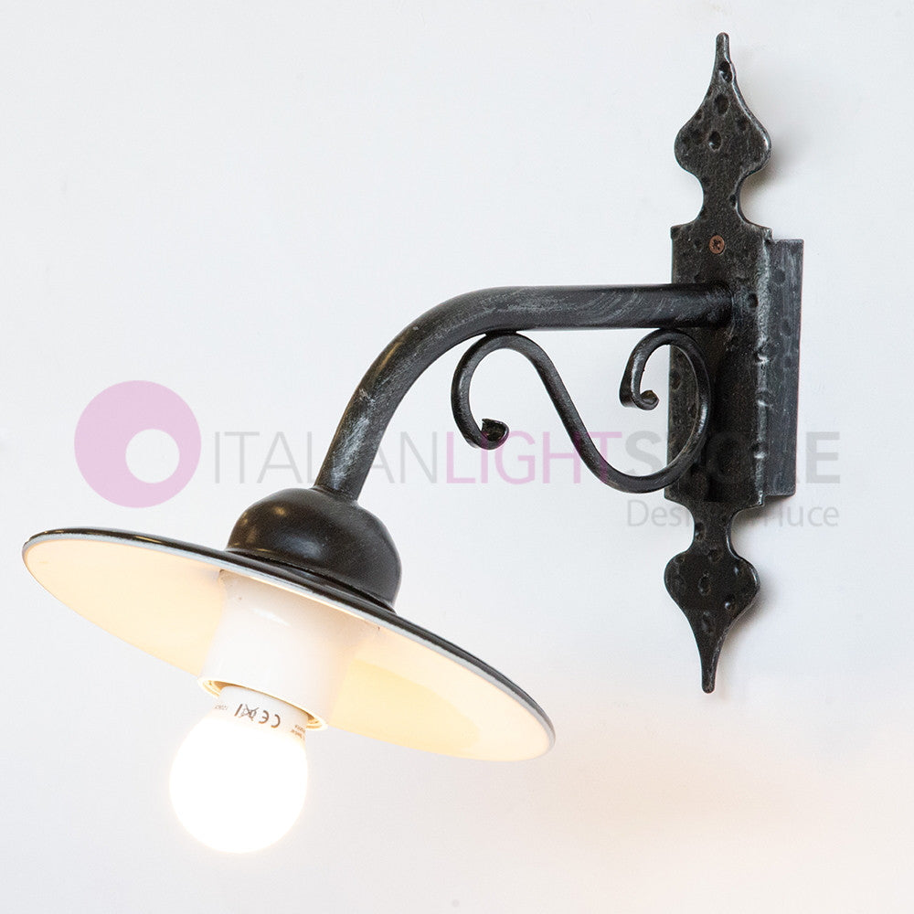 PIATTO Applique Rustico per Esterno Braccio Piccolo in Ferro Battuto