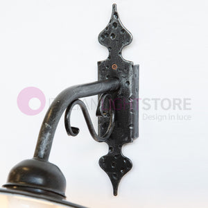 PIATTO Applique Rustico per Esterno Braccio Piccolo in Ferro Battuto