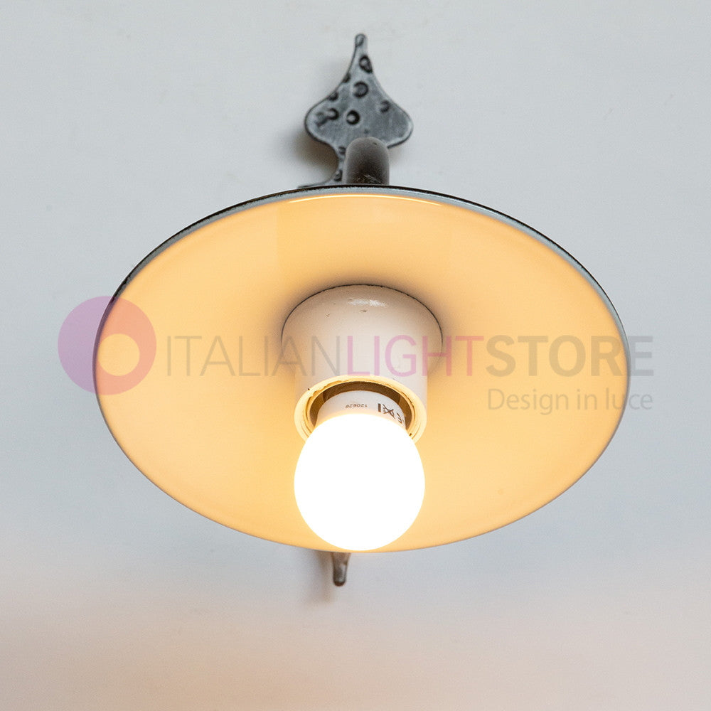 PIATTO Applique Rustico per Esterno Braccio Piccolo in Ferro Battuto