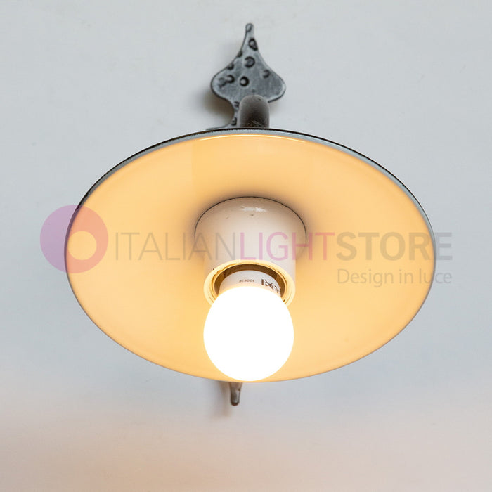 PIATTO Applique Rustico per Esterno Braccio Piccolo in Ferro Battuto