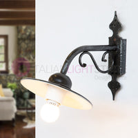 PIATTO Applique Rustico per Esterno Braccio Piccolo in Ferro Battuto