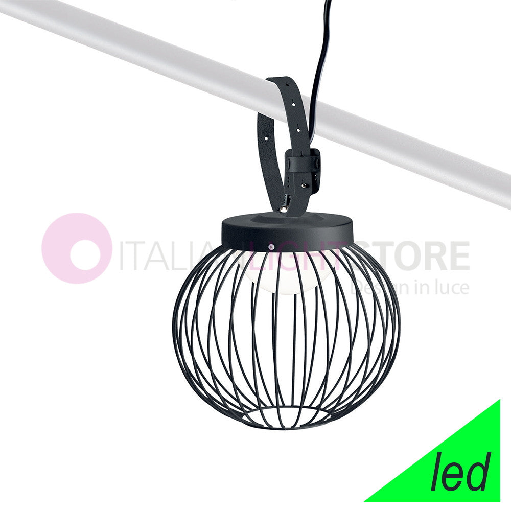 CAGE NERO Sospensione LED Portatile per Esterno Design Moderno