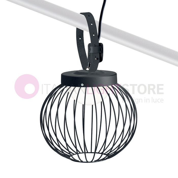 CAGE NERO Sospensione LED Portatile per Esterno Design Moderno