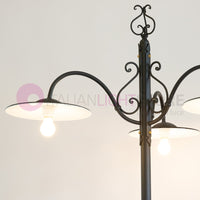 PIATTO Lampione Rustico in Ferro Battuto a 3 Luci H.280