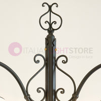 PIATTO Lampione Rustico in Ferro Battuto a 3 Luci H.280