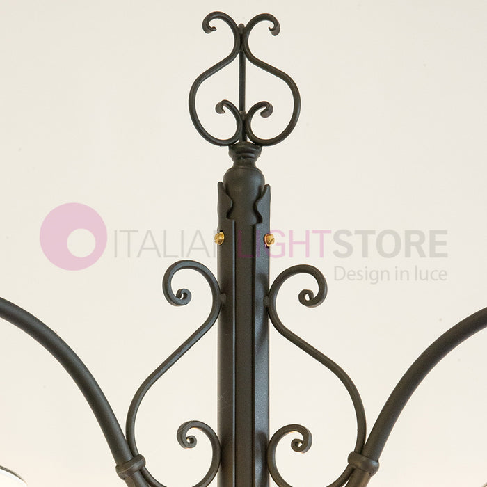 PIATTO Lampione Rustico in Ferro Battuto a 3 Luci H.280