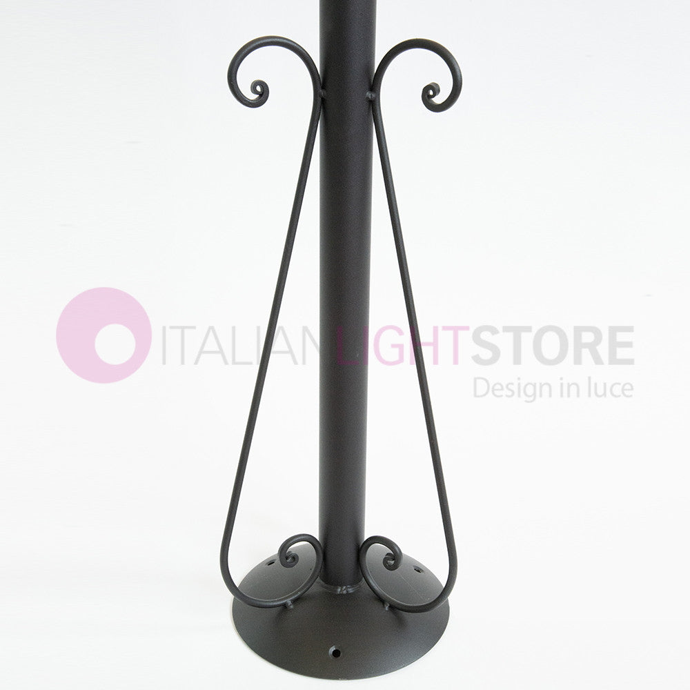 PIATTO Lampione Rustico in Ferro Battuto a 3 Luci H.280