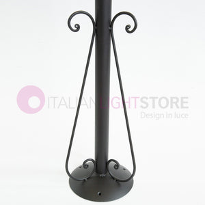 PIATTO Lampione Rustico in Ferro Battuto a 3 Luci H.280