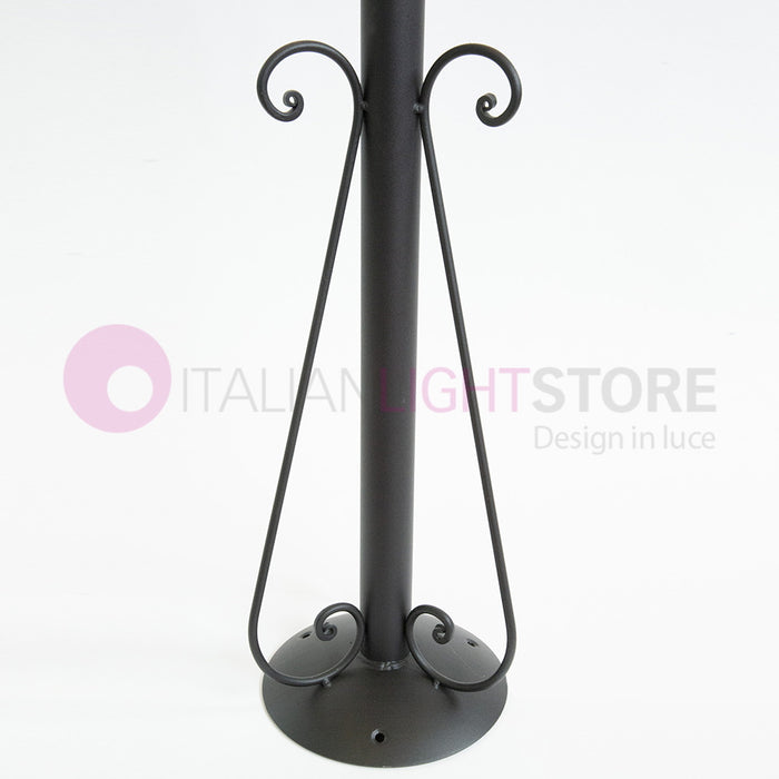 PIATTO Lampione Rustico in Ferro Battuto a 3 Luci H.280