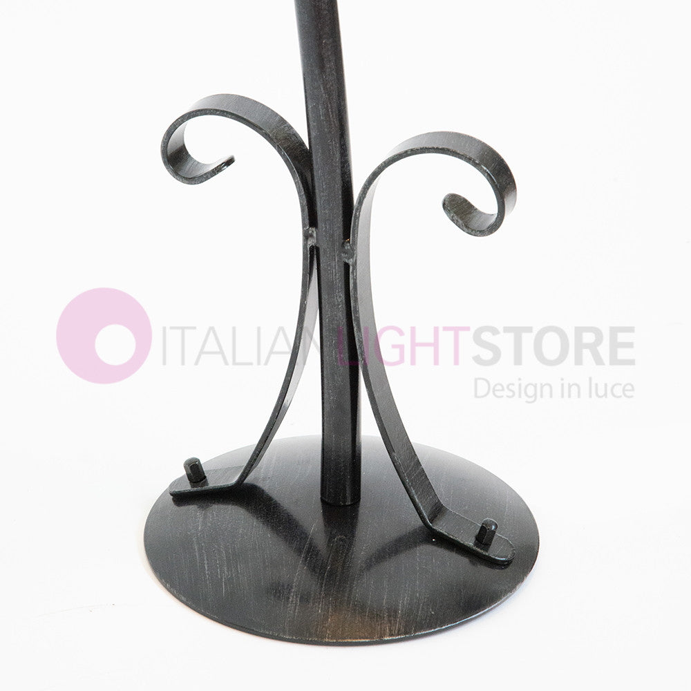 PIATTO Lampione Rustico in Ferro Battuto a 1 Luce H.120