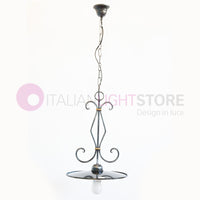 PIATTO Sospensione D.32 in Ferro Battuto Smaltato Nero/Bianco