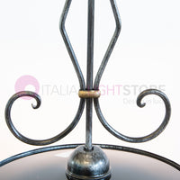 PIATTO Sospensione D.32 in Ferro Battuto Smaltato Nero/Bianco