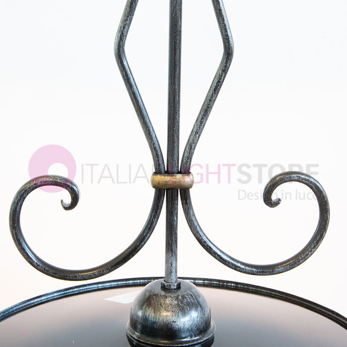 PIATTO Sospensione D.32 in Ferro Battuto Smaltato Nero/Bianco