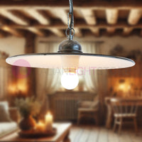 PIATTO Sospensione D.32 con Catenella Ferro Smaltato Nero/Bianco