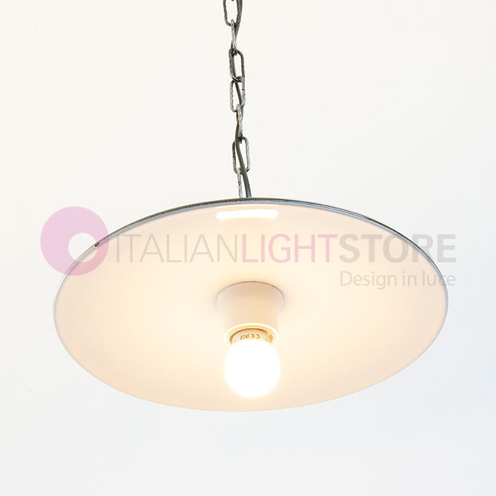 PIATTO Sospensione D.32 con Catenella Ferro Smaltato Nero/Bianco