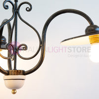 PIATTO Lampadario 3 Luci in Ferro Piatti Smaltati Nero/Bianco
