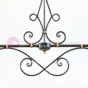 PIATTO Lampadario Bilanciere a 2 Luci in Ferro Smaltato Nero/Bianco