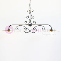 PIATTO Lampadario Bilanciere a 2 Luci in Ferro Smaltato Nero/Bianco