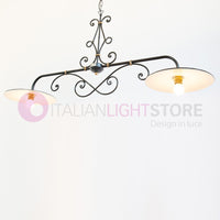 PIATTO Lampadario Bilanciere a 2 Luci in Ferro Smaltato Nero/Bianco