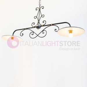 PIATTO Lampadario Bilanciere a 2 Luci in Ferro Smaltato Nero/Bianco