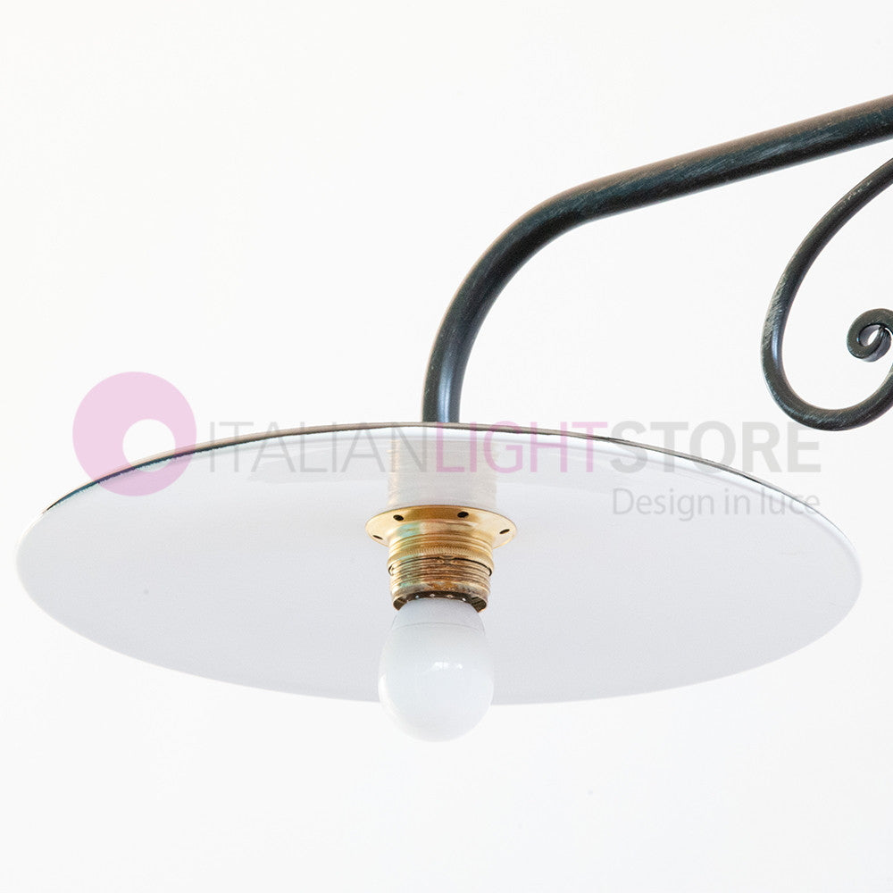 PIATTO Lampadario Bilanciere a 2 Luci in Ferro Smaltato Nero/Bianco