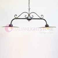 PIATTO Lampadario Bilanciere a 2 luci in Ferro Smaltato Nero/Bianco