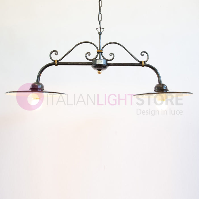 PIATTO Lampadario Bilanciere a 2 luci in Ferro Smaltato Nero/Bianco